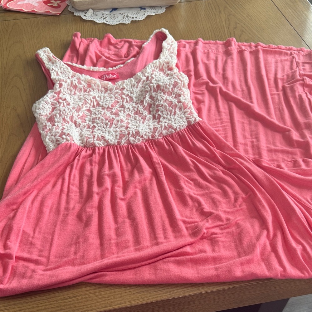Mikoh Pink and White Lace Maxi Dress